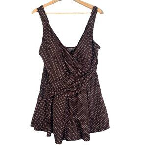 MIRACLESUIT Brown Polka Dot PIN POINT OCEANUS ONE PIECE SWIMSUIT PLUS SIZE‎ 22 W